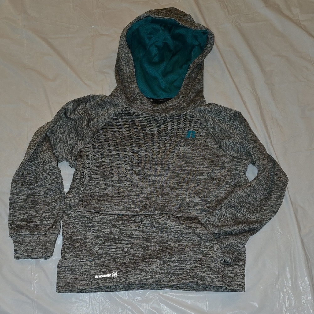 Russell Boys Dri-power 360 Gray and Teal Accent Hoodie S (6/7)
